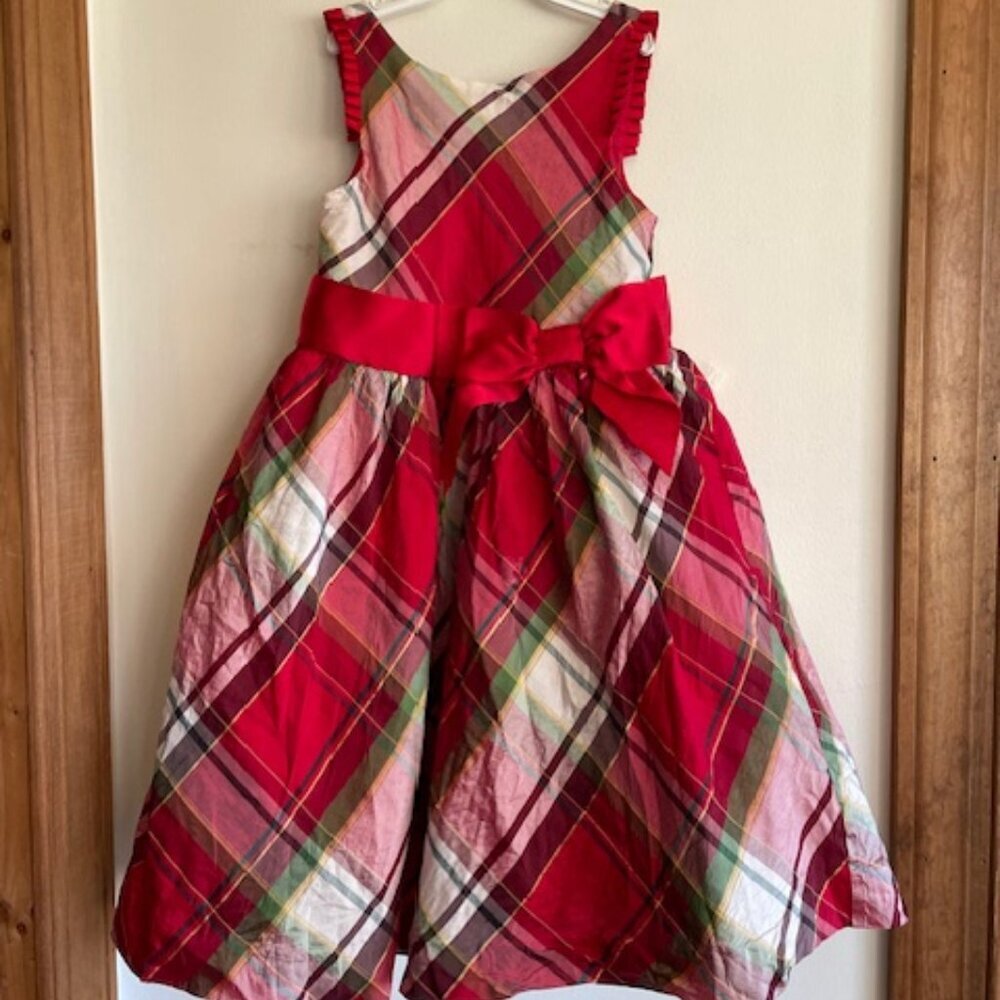 JANIE  AND JACK Collections Crimson Plaid Plaid Silk Dress 5